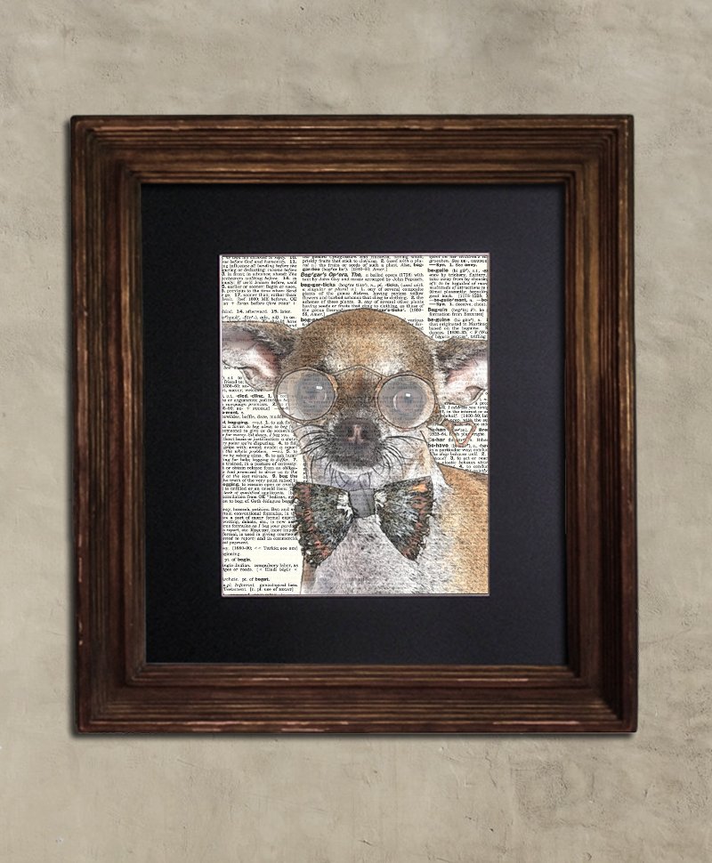 Dictionary Print: Impish Chihuahua, Steampunk Dog, Dog Art Print