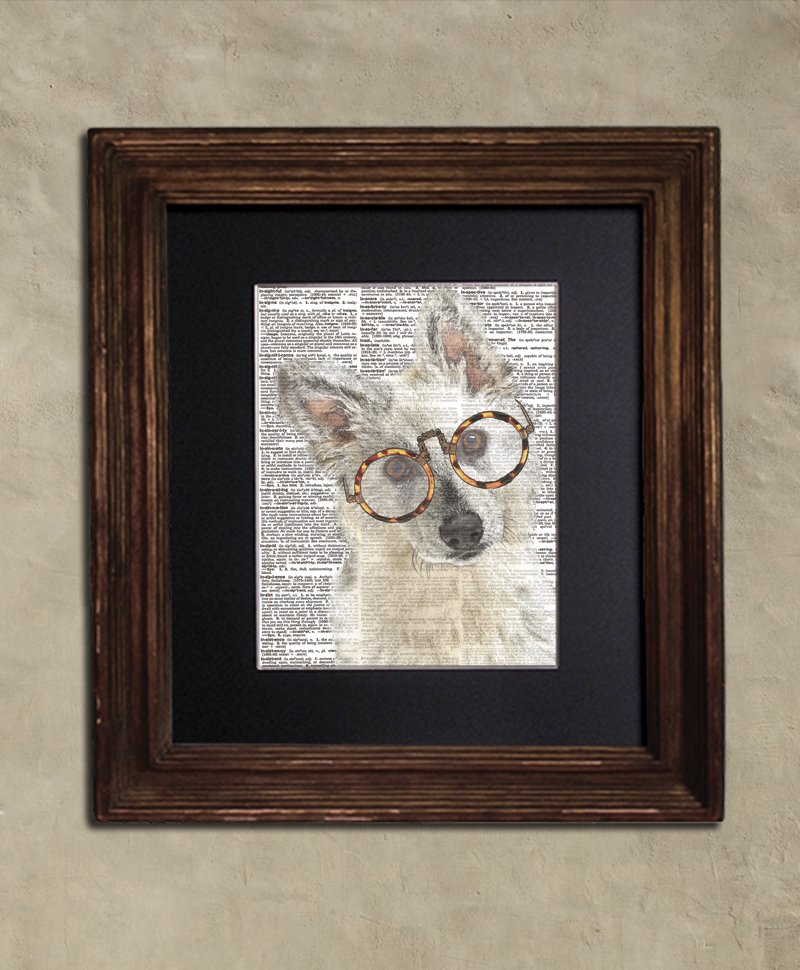 Dictionary Print: Blissful Swiss Shepherd in Steampunk Glasses, Dog Art Print