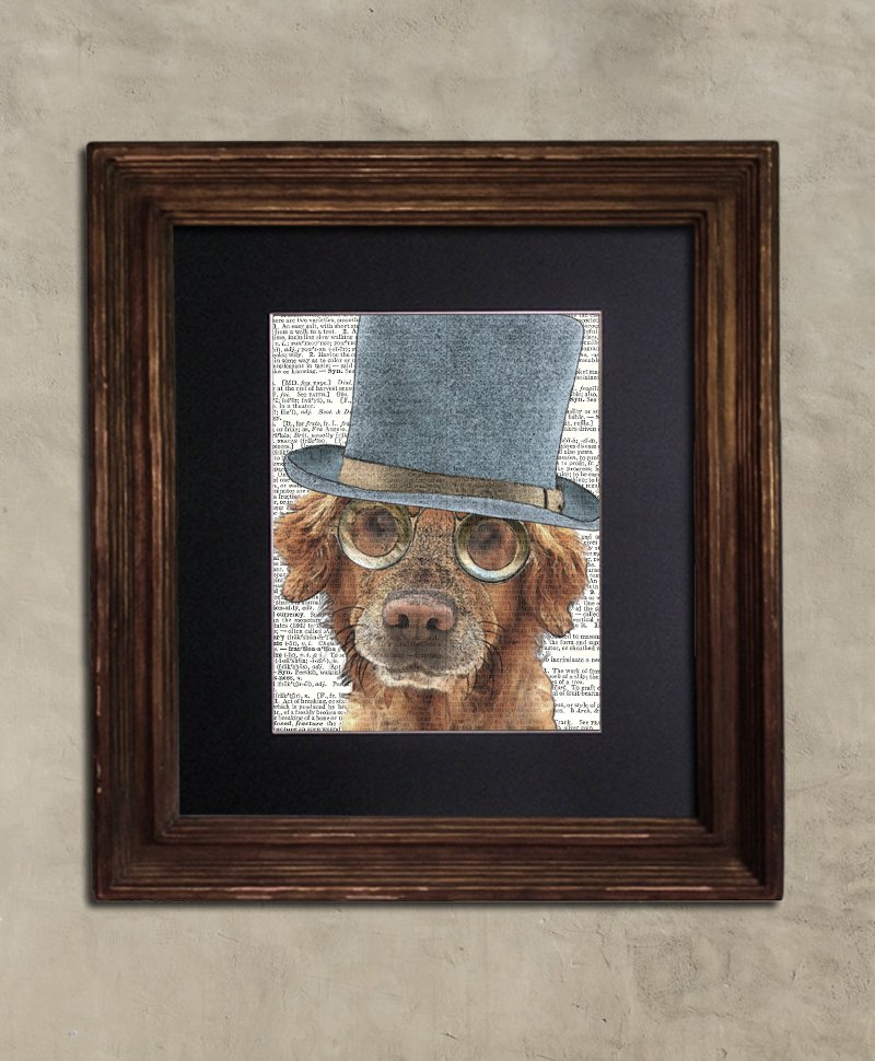 Dictionary Print: Delirious Golden Retriever, Steampunk Dog Art Print