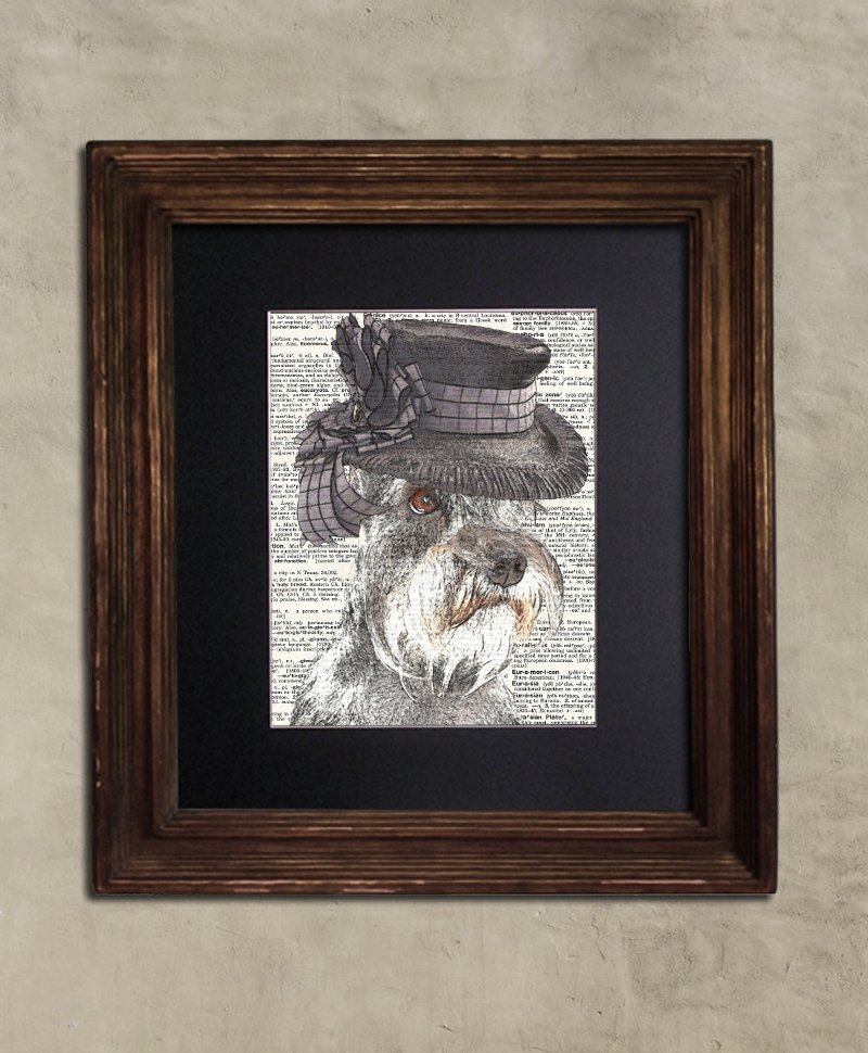 Dictionary Print: Gracious Schnauzer, Steampunk Dog Art Print