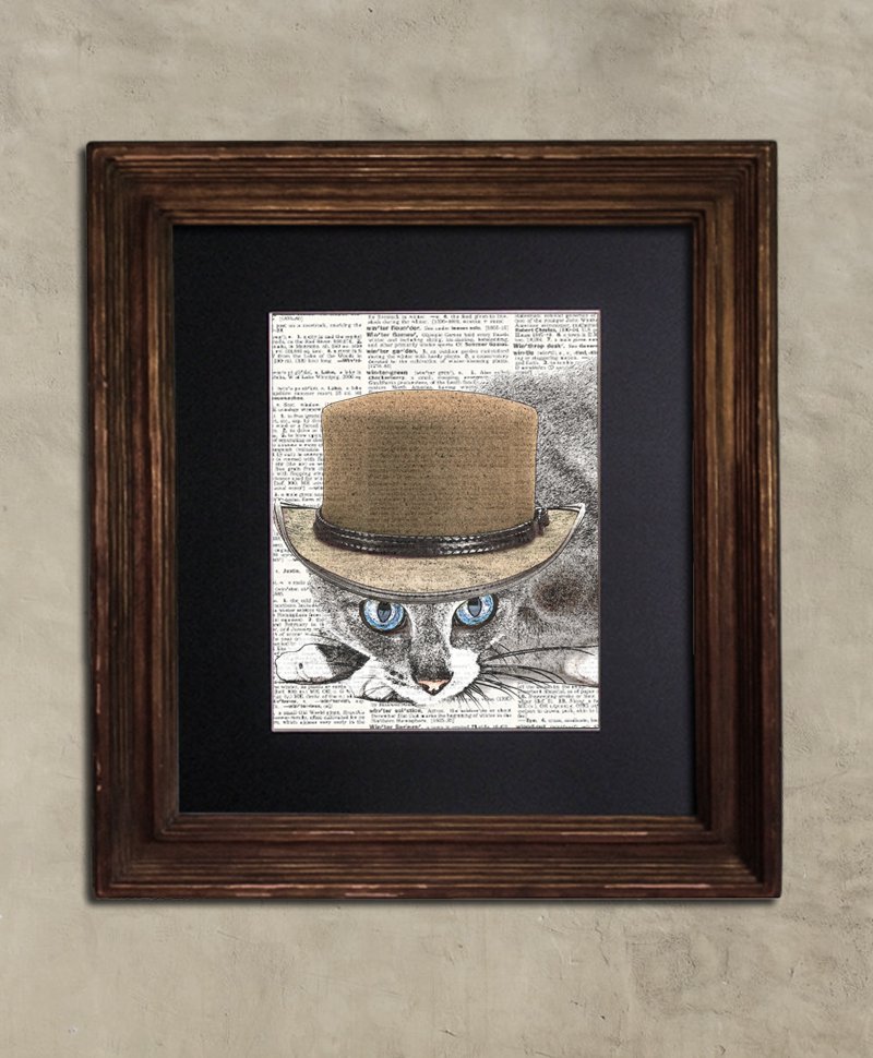 Dictionary Print: Provident Tabby Cat, Steampunk Cat Artwork