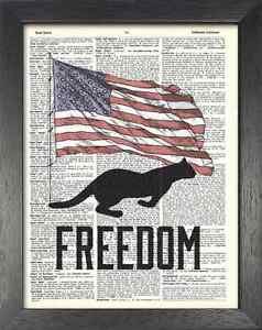 Dictionary Art, Word Art - Cat Design - Freedom