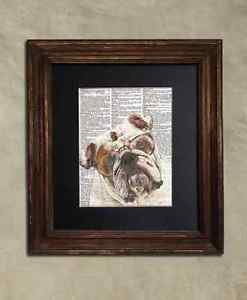Steampunk Dog - Dictionary Art: Exuberant Bulldog in Vintage Glasses