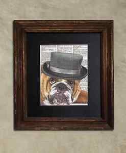 Steampunk Dog - Dictionary Art: Staunch Steampunk Bulldog in Porkpie Hat