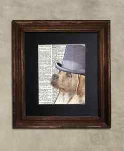 Steampunk Dog - Dictionary Art: Precellent Yellow Lab in Top Hat