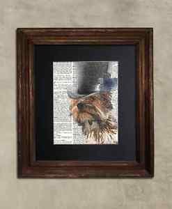 Steampunk Dog - Dictionary Art: Jocular Yorkshire Terrier in Top Hat