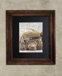 Steampunk Dog - Dictionary Art: Blithe Chocolate Labrador in Porkpie Hat