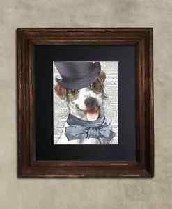 Steampunk Dog - Dictionary Art: Constant Jack Russell Terrier in Top Hat