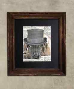 Steampunk Dog - Dictionary Art: Capricious Fawn Great Dane in Top Hat