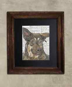 Steampunk Dog - Dictionary Art: Ineffable Alsation Dog in Steampunk Goggles