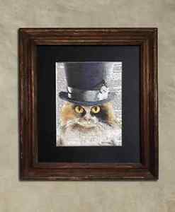 Steampunk Cat - Dictionary Art: Courteous Calico Cat in Top Hat