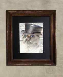 Steampunk Cat - Dictionary Art: Bashful Persian Cat in Top Hat