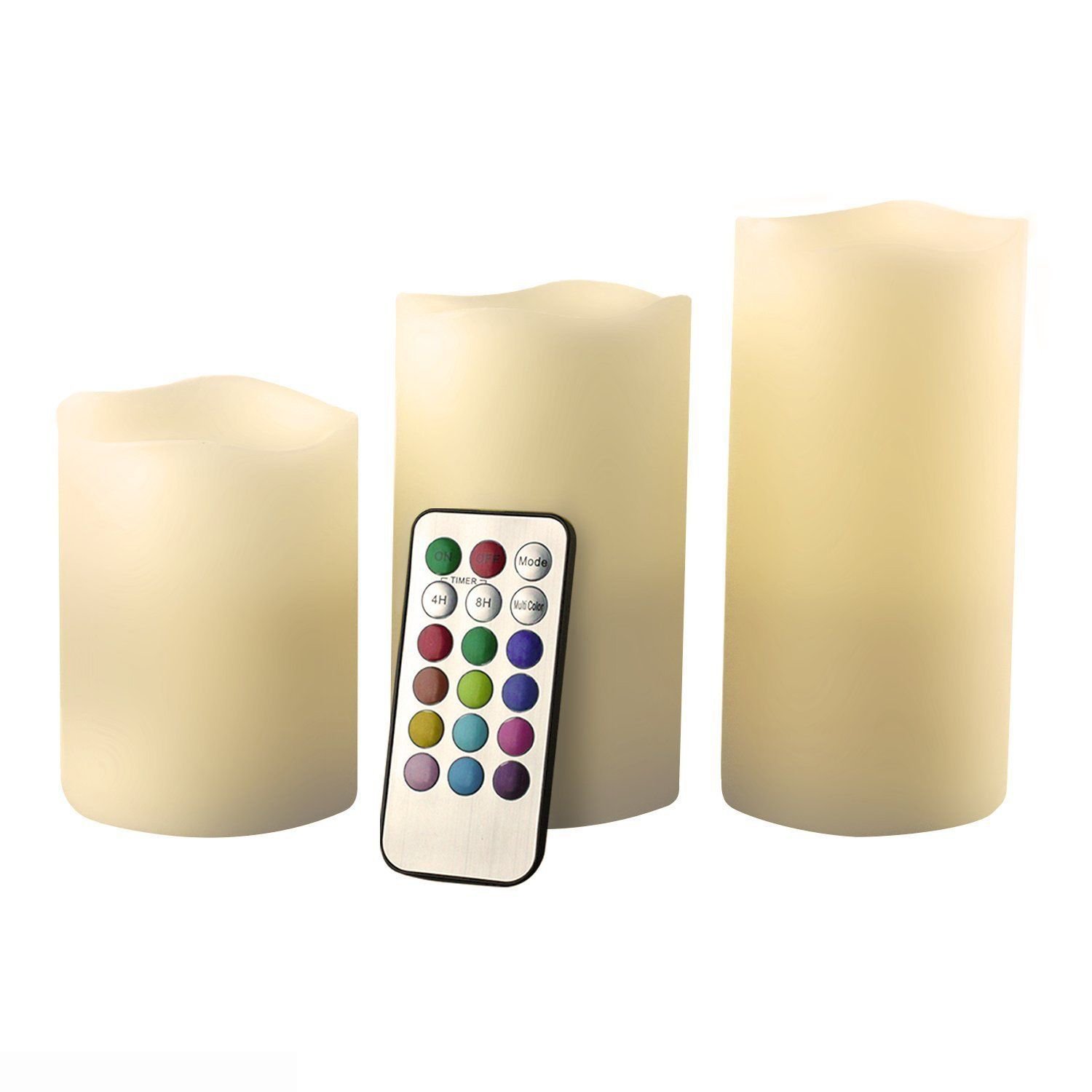 New Radiant Flameless LED Candles, Remote Controlled, ColorChanging