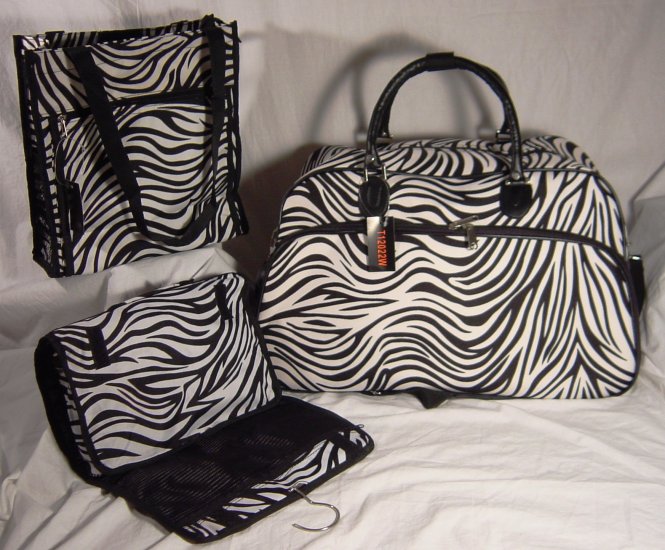 Zebra Print Weekender Luggage Set