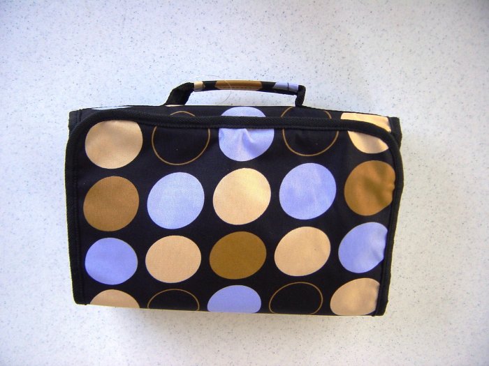 Blue, Brown and Tan Hanging Cosmetic Travel Bag