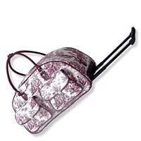 White & Wine Toile Print Rolling Duffle Bag