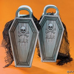 7" x 1 1/2" x 14" Cardboard "R.I.P." Coffin-Shaped Gift Bags.