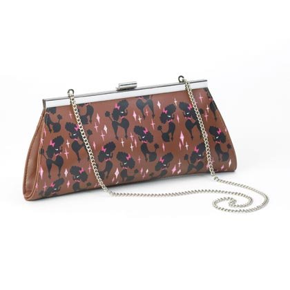 POODLE SKINNY BROWN CLUTCH
