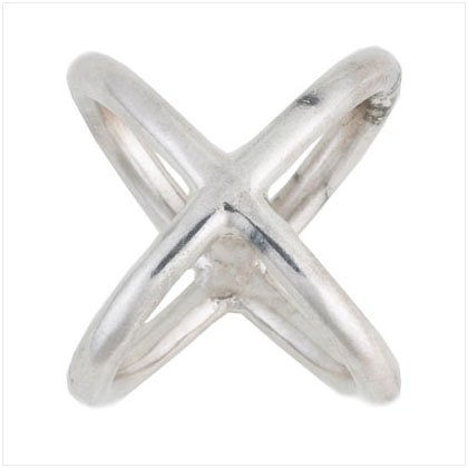 MEN`S LARGE X SILVER RING