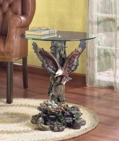 EAGLE/TREE BASE/GLASS TABLETOP