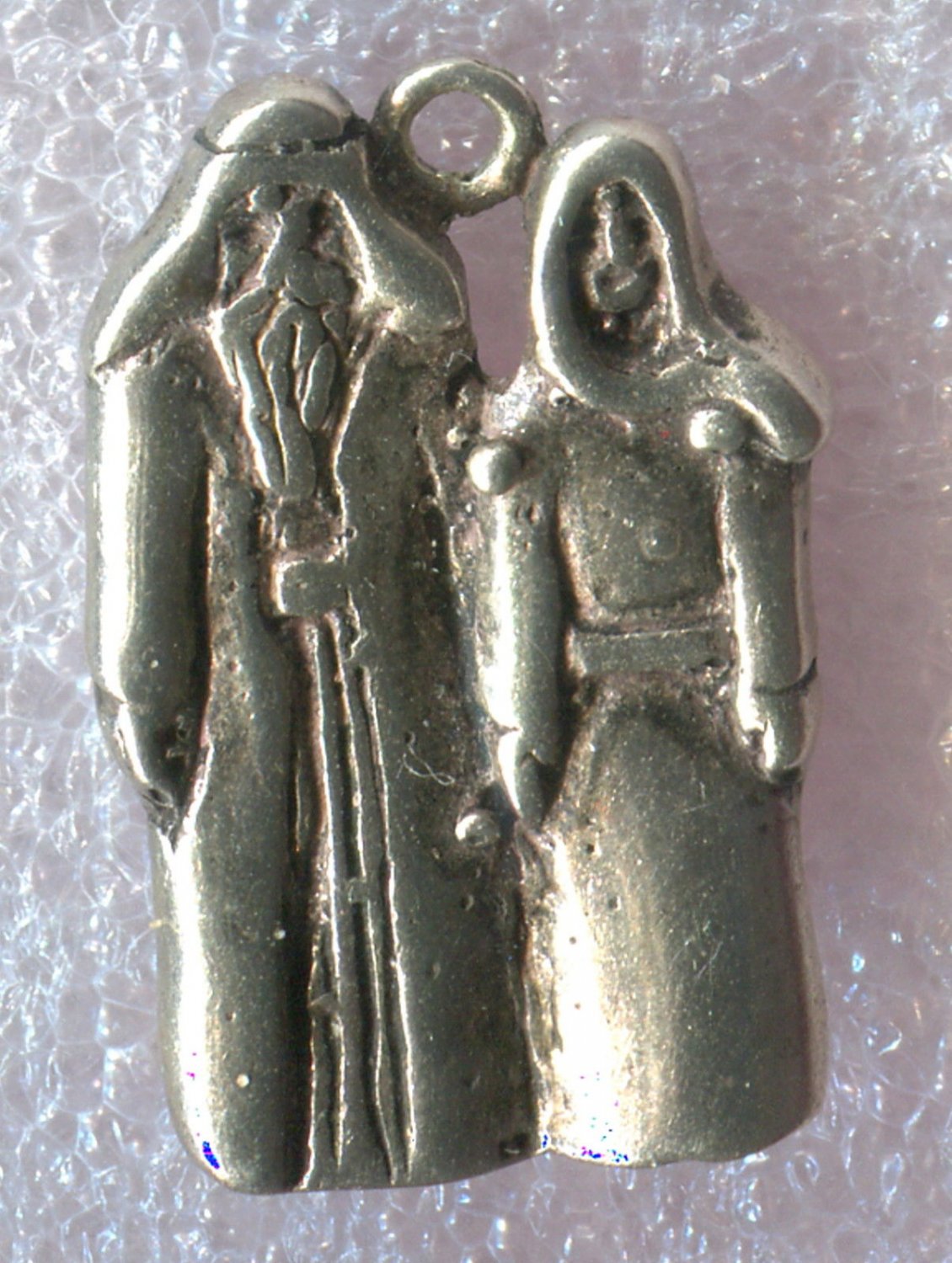 vintage CHARM : MONK & NUN STERLING SILVER signed DV