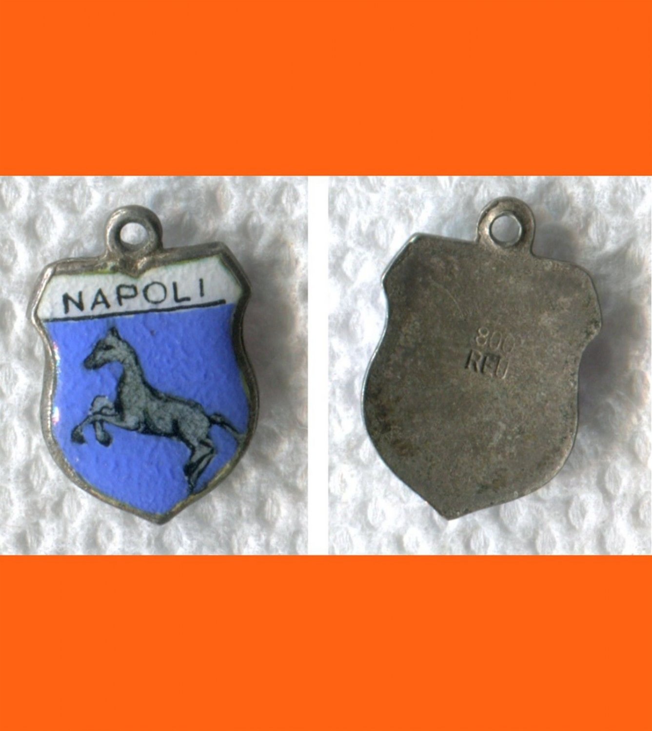 NAPOLI Enamel & Silver Travel Shield Souvenir Charm