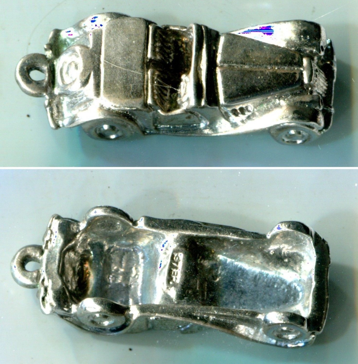 CHARM: sterling 925 silver VINTAGE CONVERTIBLE CAR AUTOMOBILE #1
