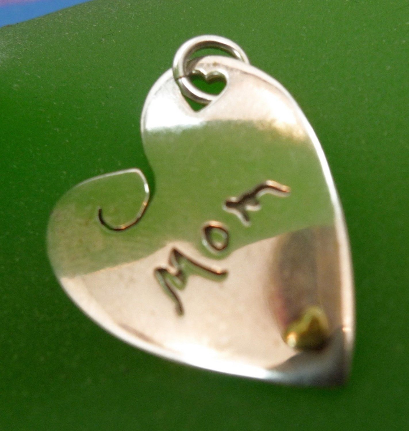INSPIRATIONAL HEART CHARM: sterling 925 silver BY FAR FETCHED / MOM & LOVE