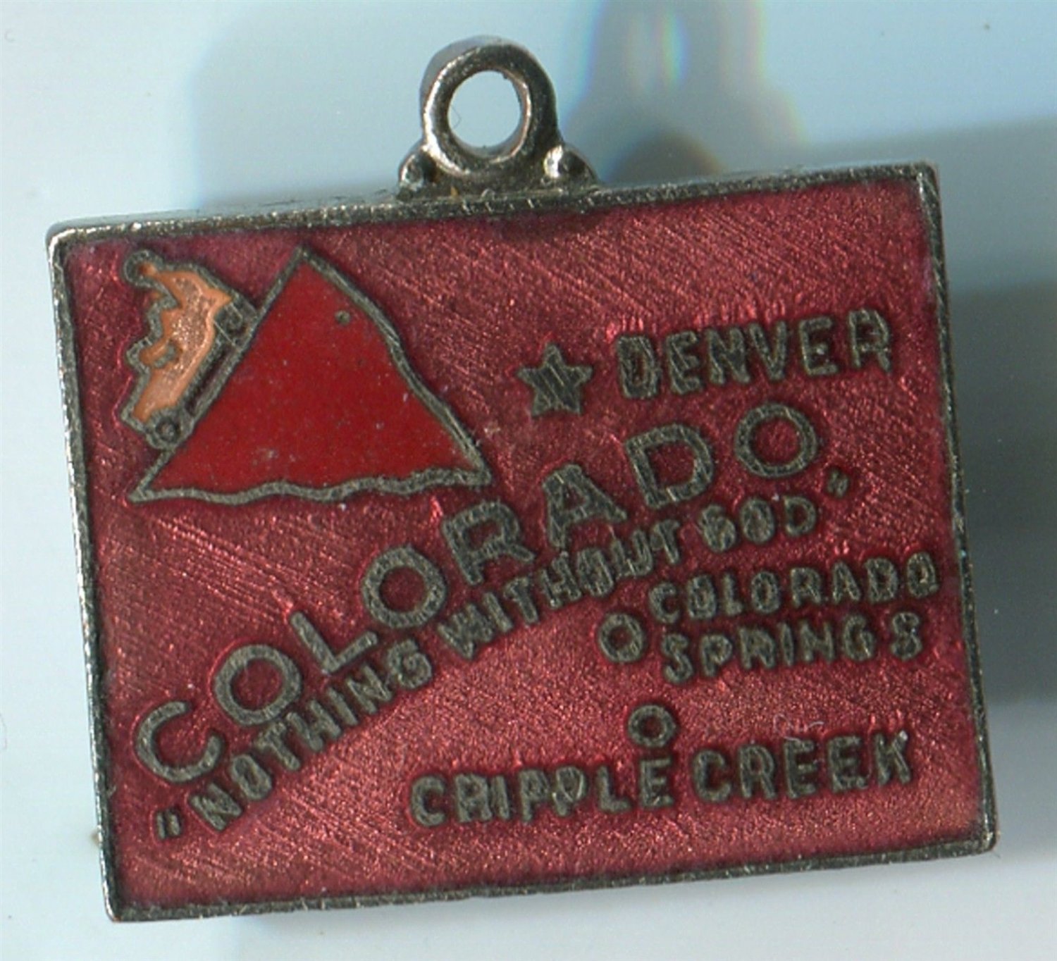 COLORADO : Enamel & Unmarked Silver Travel Souvenir Map Charm