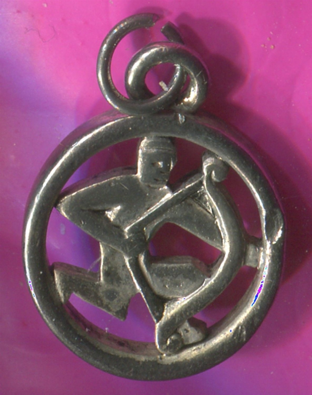 vintage SAGITTARIUS charm : unmarked SILVER ZODIAC HOROSCOPE ASTROLOGY