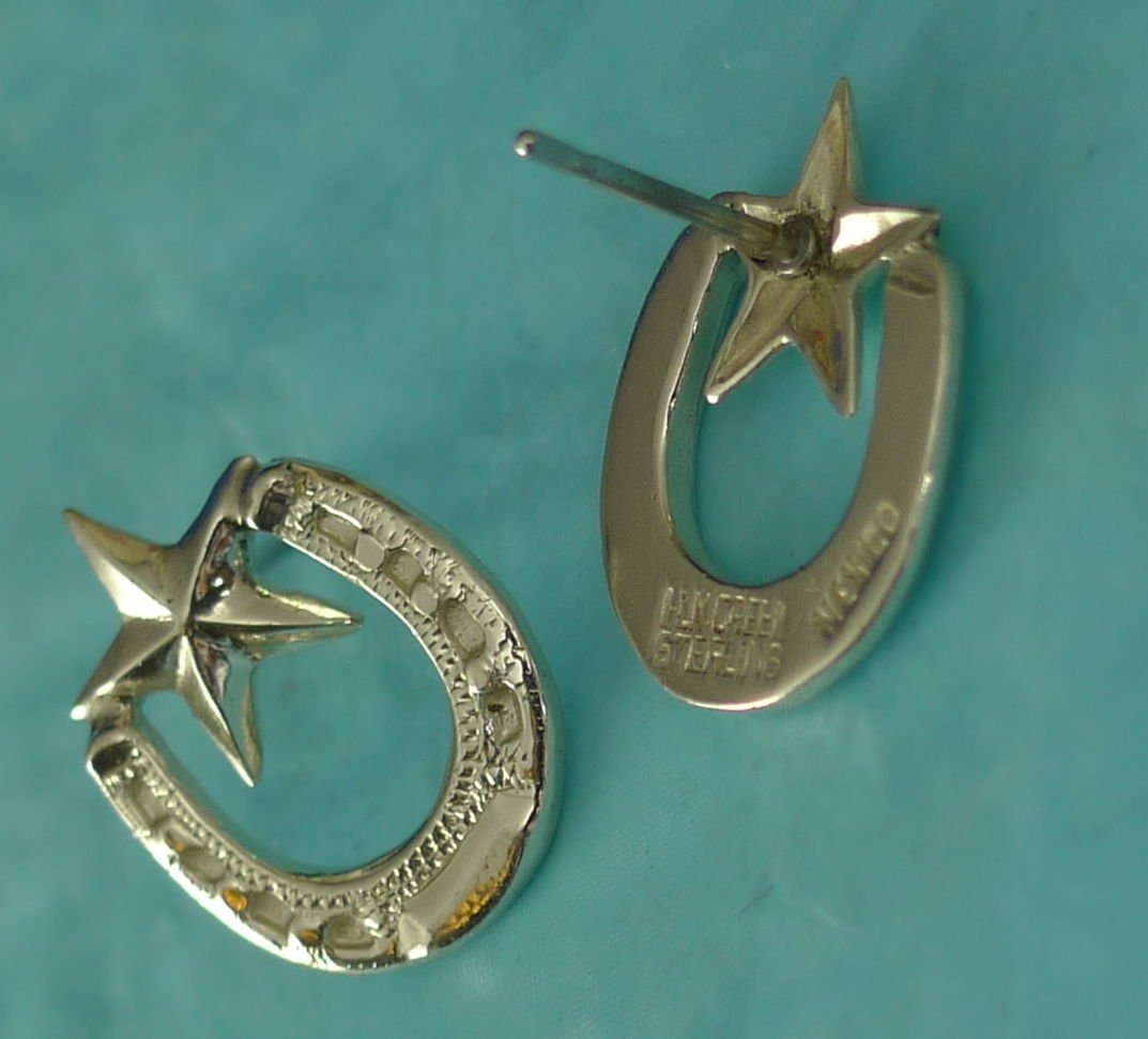 Elk Creek Sterling : Star In A Horseshoe - Western Theme Post Earrings