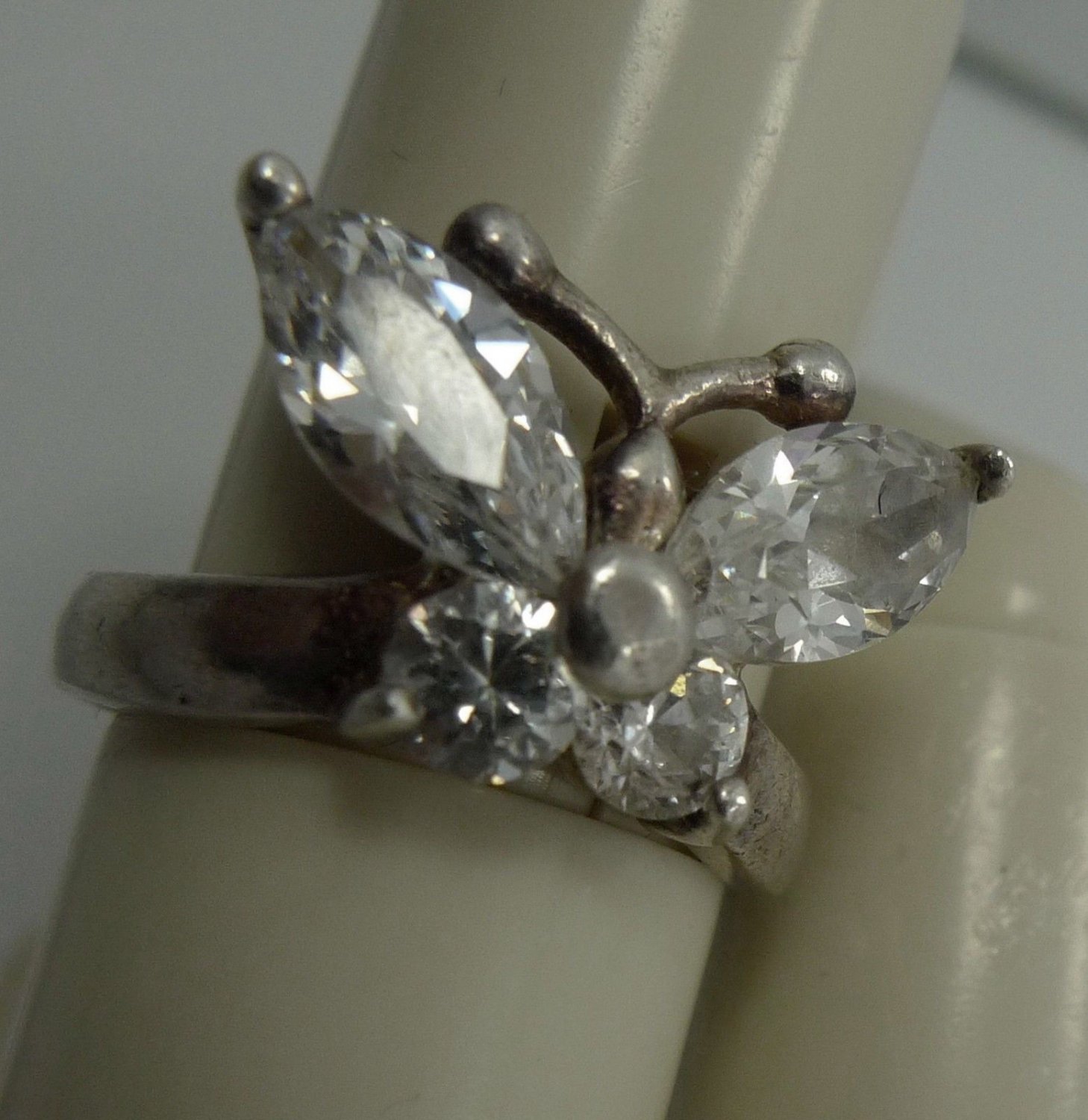 Size 5.5 Ring : Butterfly Sterling Silver & Mostley CZ 18mm at the Widest Point