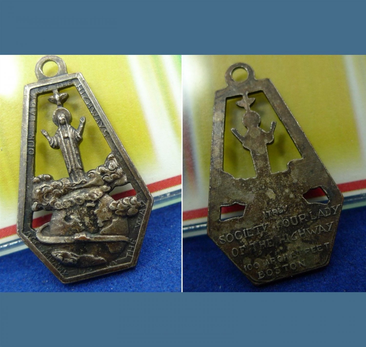 SOCIETY OF OUR LADY OF THE HIGHWAY / BOSTON / MEDAL or CHARM / ITALY