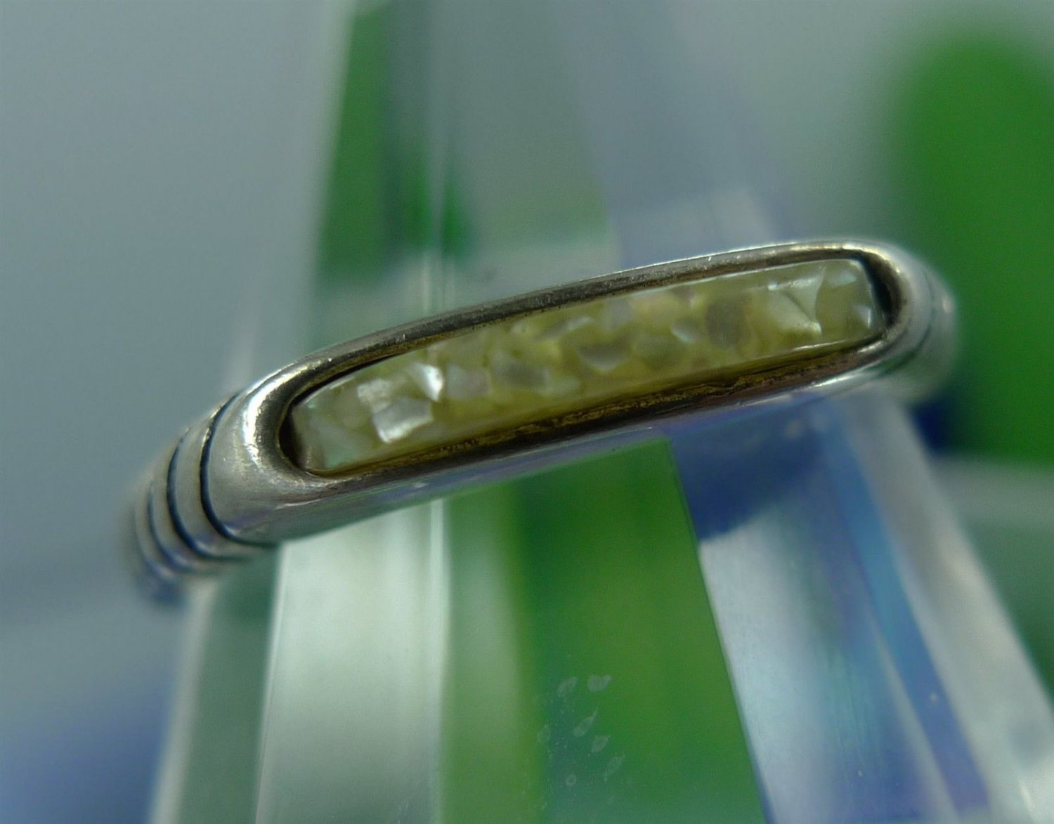 Ring Size 8 Wedding : Vintage Carol Pollack - Relios Sterling & Mother of Pearl