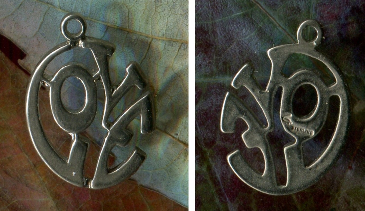 vintage STERLING LOVER CHARM : ROUND CUT OUT LETTERS : SPENCER?