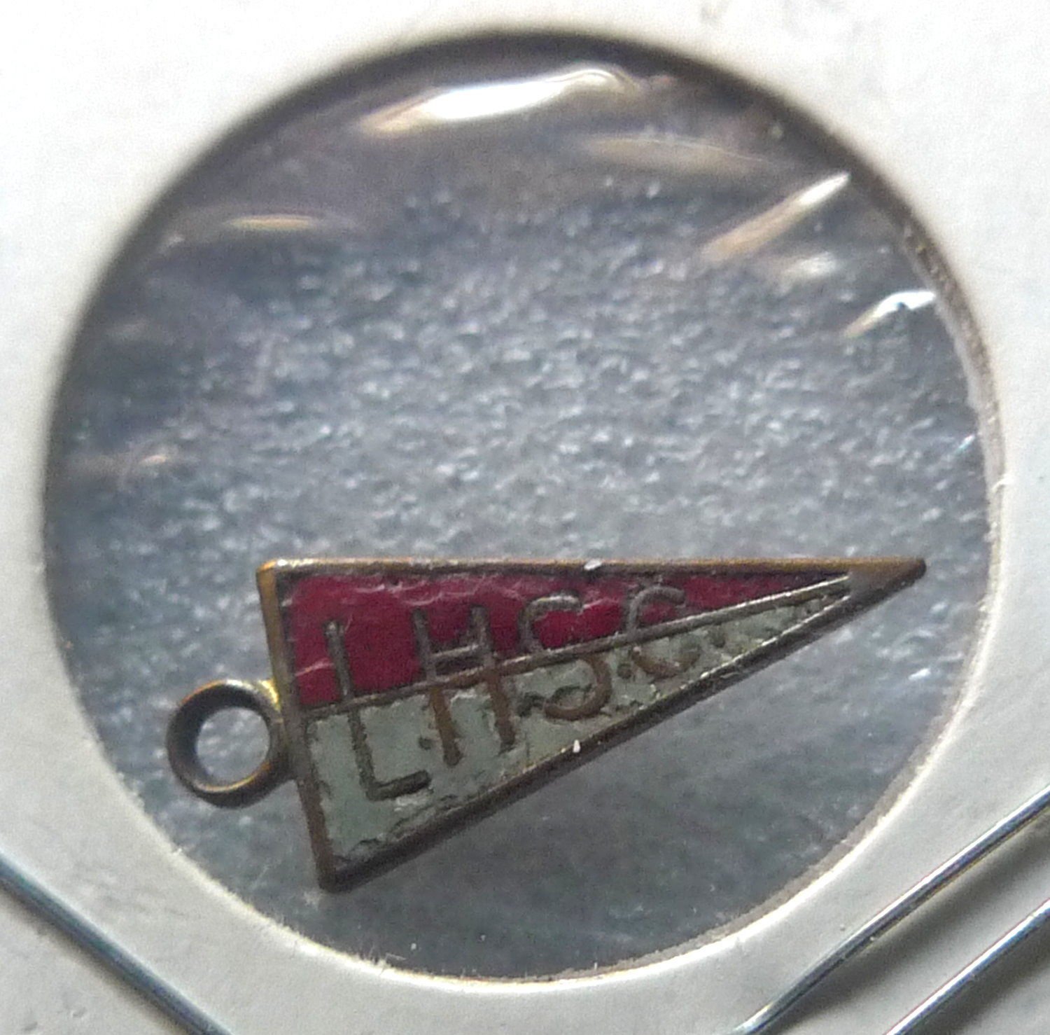 LHSC SCHOOL : Unmarked Silver & Enamel Banner Pennant Charm