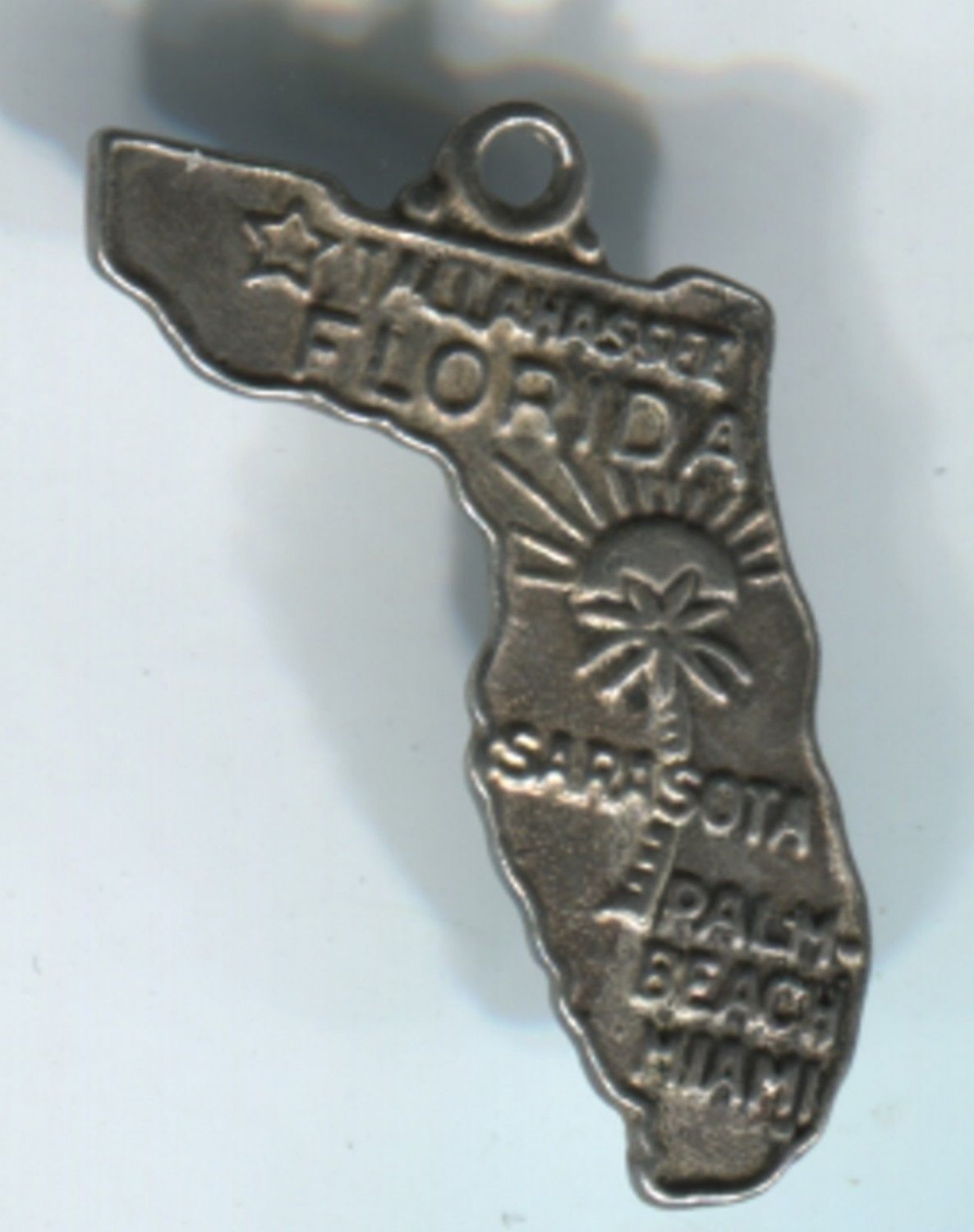 VINTAGE STERLING SILVER FLORIDA MAP SOUVENIR CHARM #7 BELL STERLING