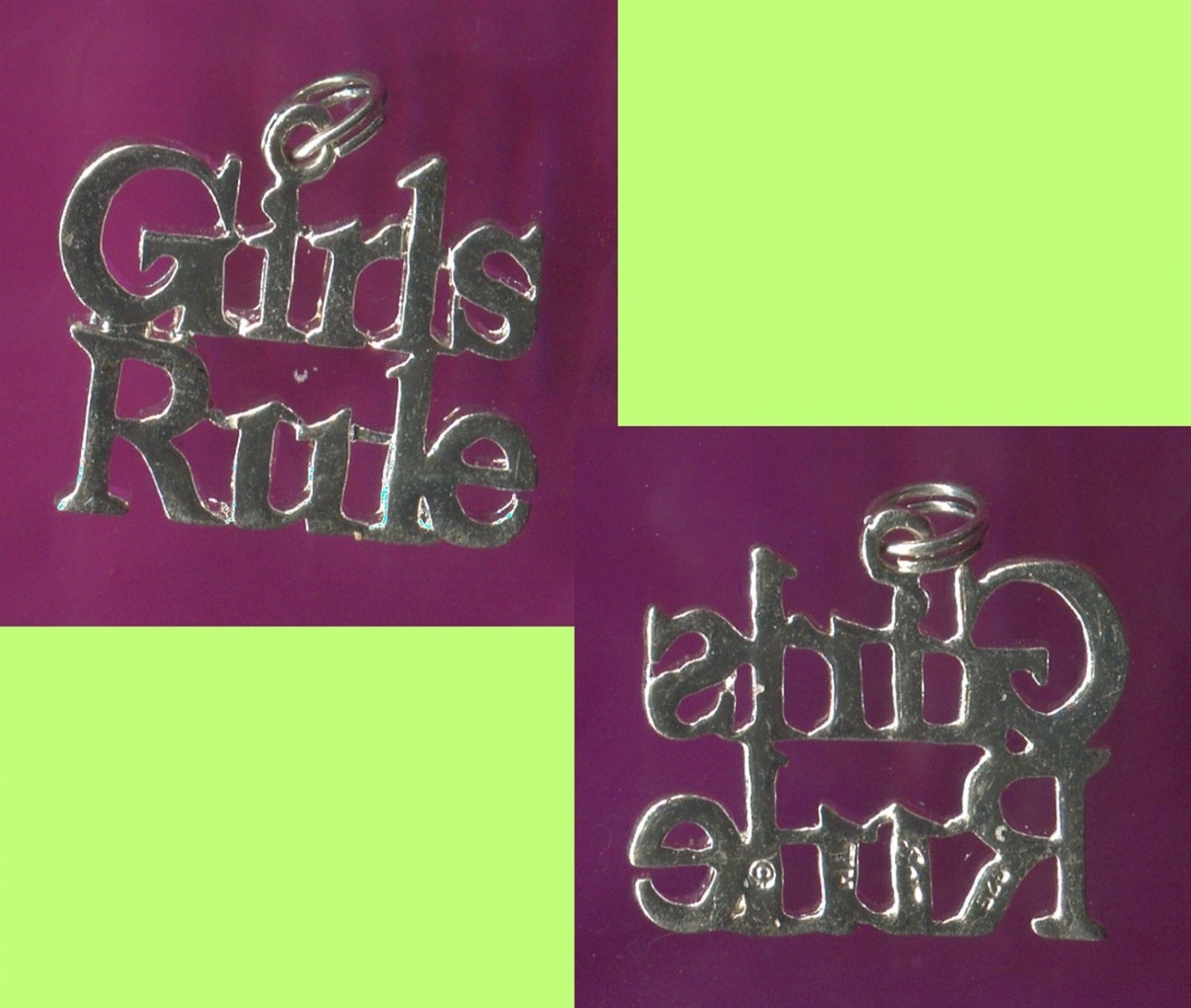 STERLING 925 Silver Charm : GIRLS RULE !!! signed JEZ