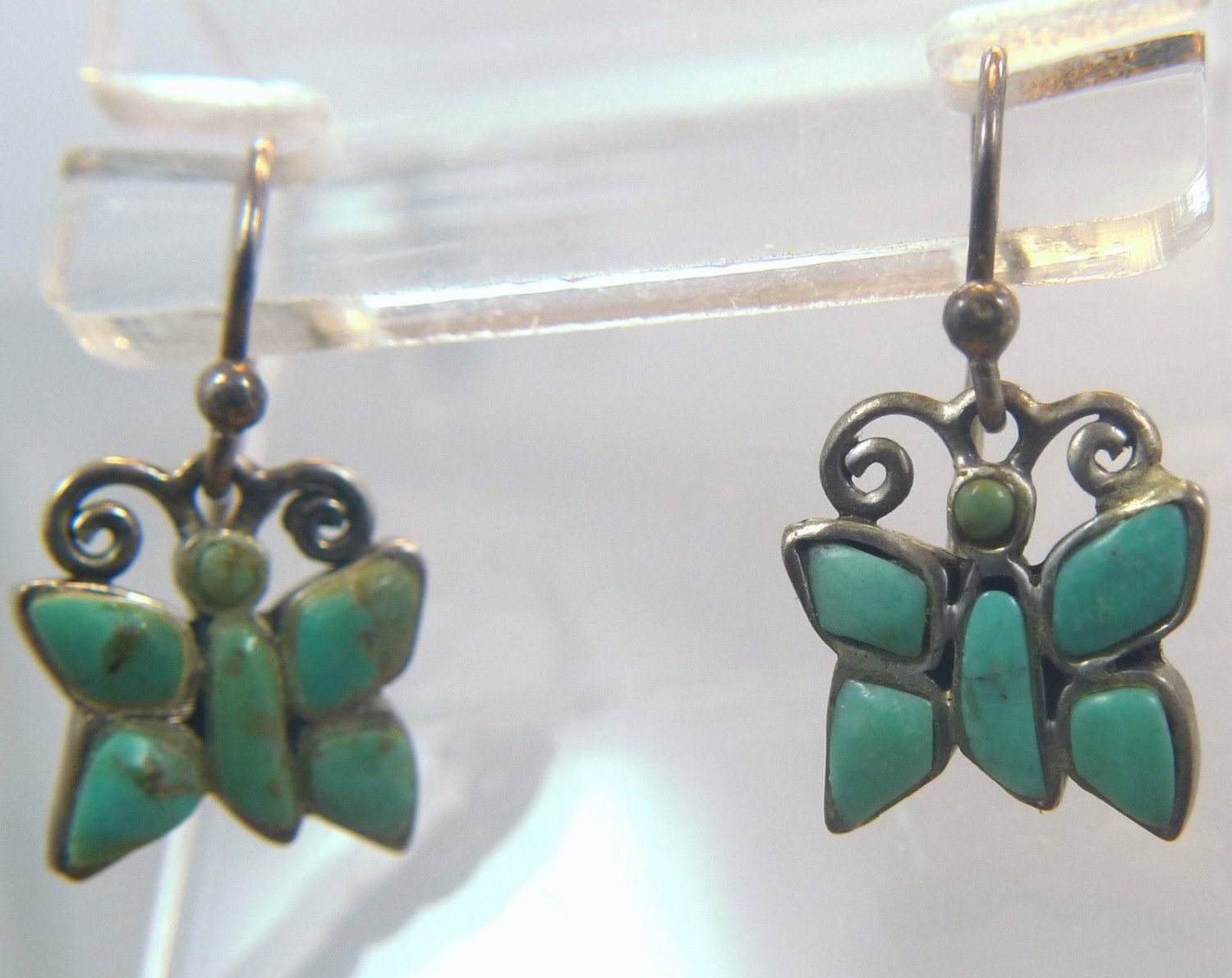 Vintage Barse Sterling Turquoise Butterfly Sheppard's Hook Earrings Butterflies