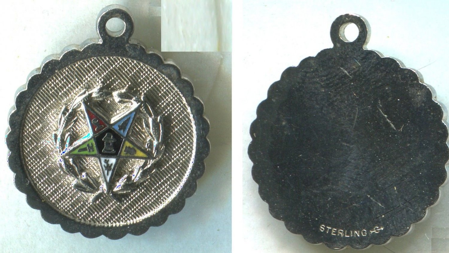 Vintage Masonic Sterling & Enamel Order of the Eastern Star Charm Signed
