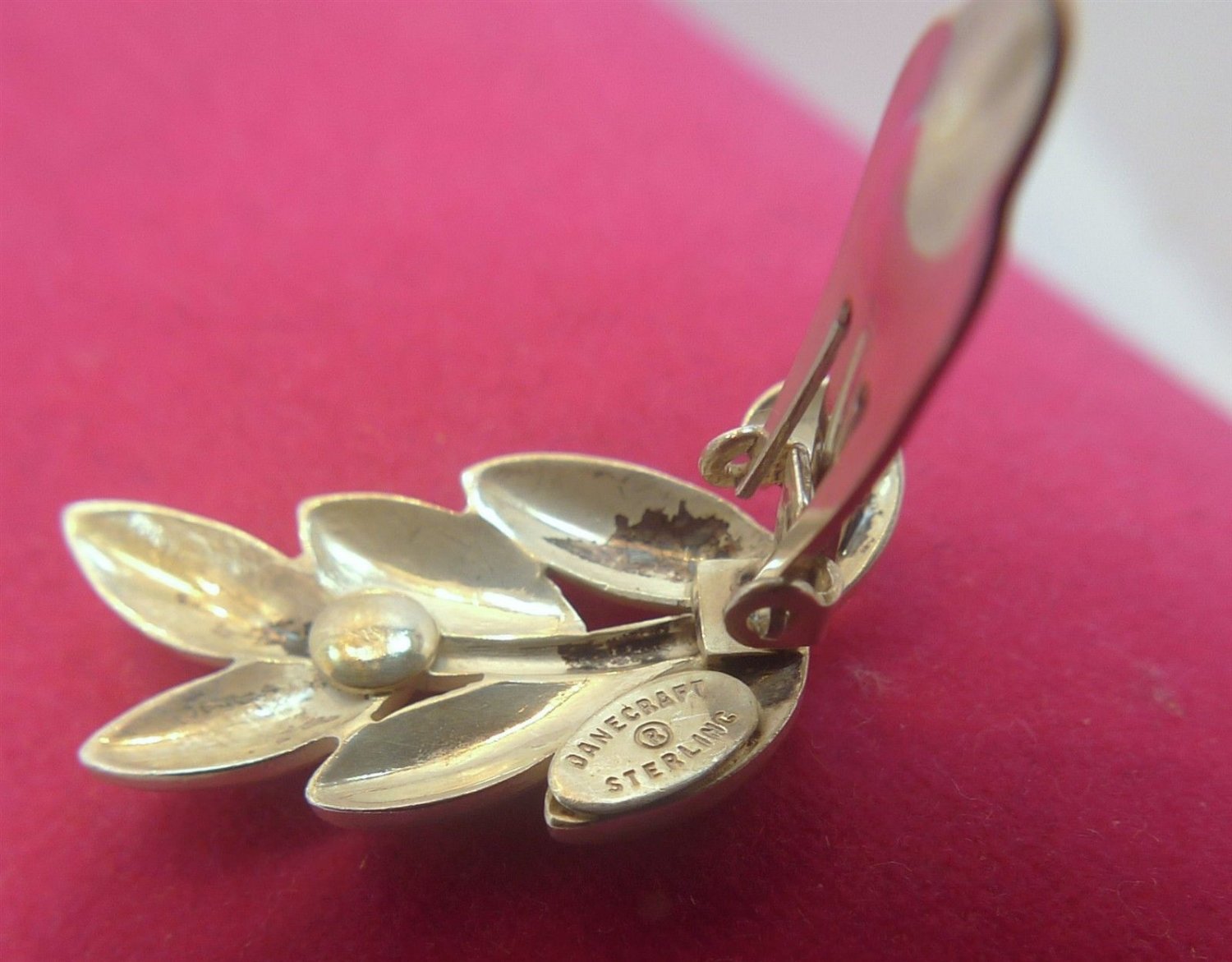 Clip Earrings : Vintage Sterling 925 Silver Clips By Danecraft - 6 Petal Flower