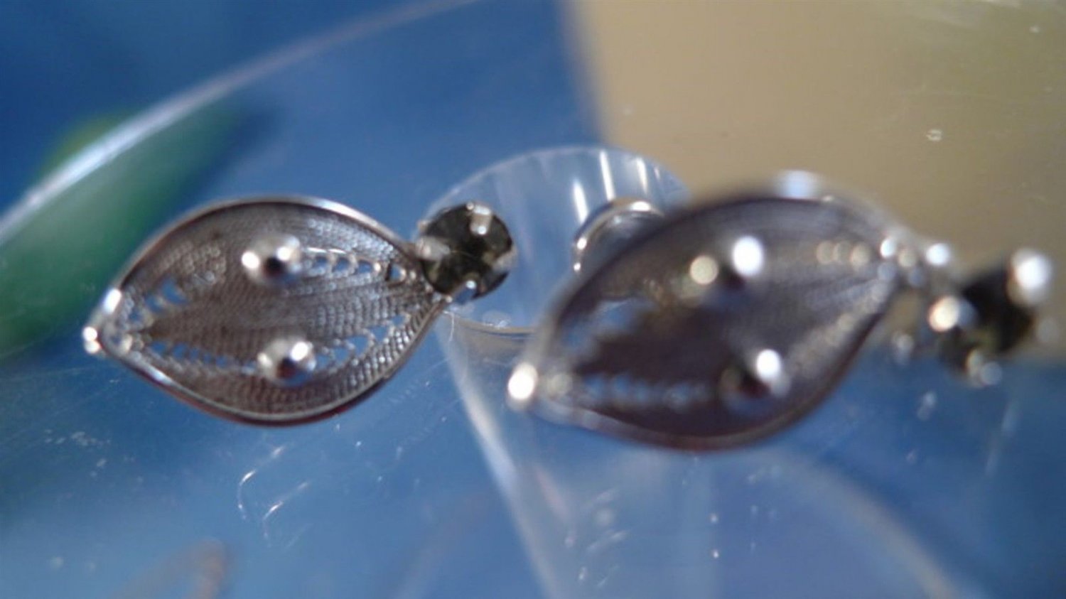 Screw Back Earrings : Vintage Sterling ESPO FLEX Esposito Filigree & Rhinestones