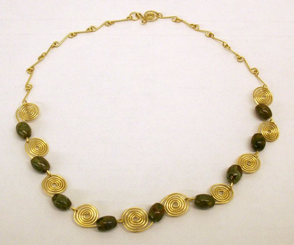 Rhyolite & Gold Scroll Necklace SRAJD