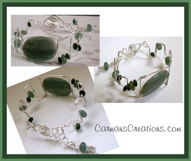 Aventurine and African Jade Sterling Bracelet SRAJD
