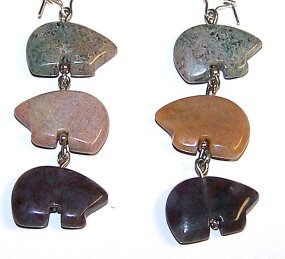 Fancy Jasper Zuni Bear Earrings