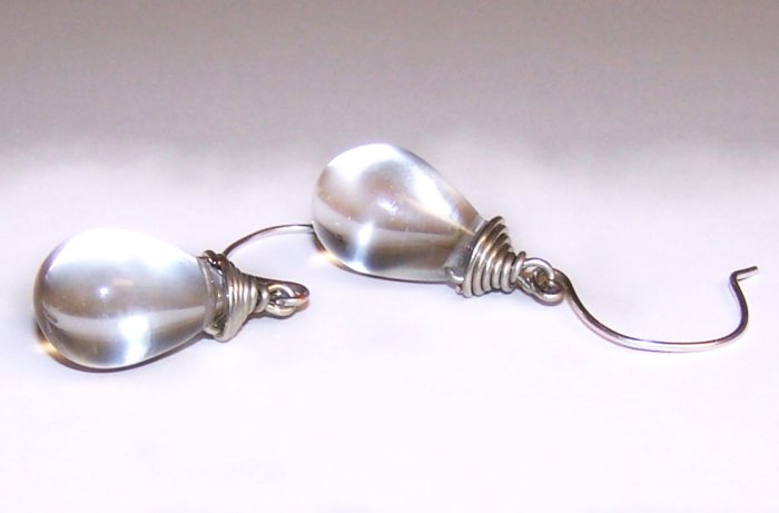 Clear Glass Teardrop Briolette Earrings