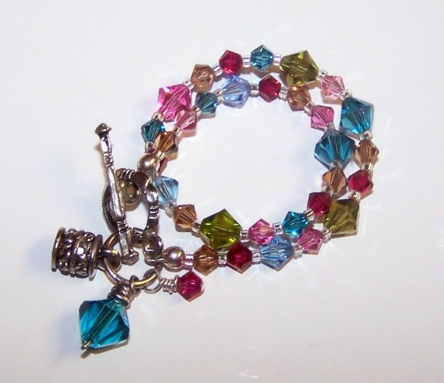 Hibiscus mix Swarovski Crystal Charm Bracelet