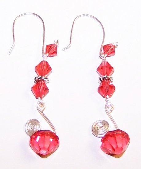 Padparadscha Swarovski Crystals Unique Swirl Earrings
