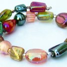 Colorful Luster Glass Beads and Czech Crystal Memory Bracelet