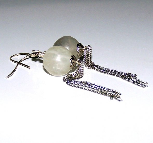 Fluorite and Sterling Silver Chain Earrings
